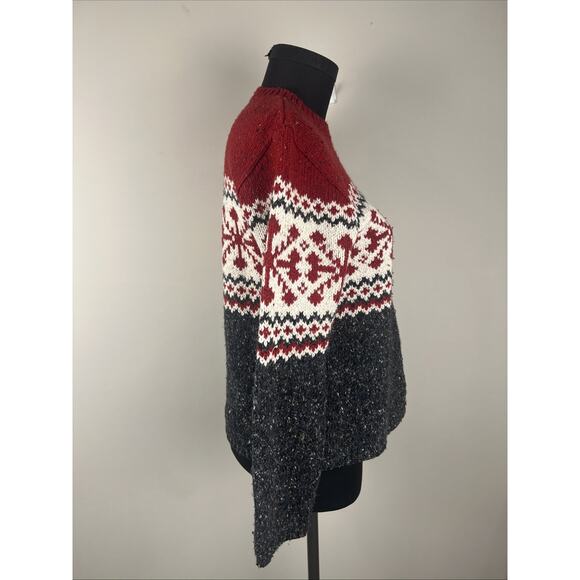 Croft & Barrow Pull Over Crew Neck Small Christmas Winter Snowflake Sweater - Picture 6 of 8